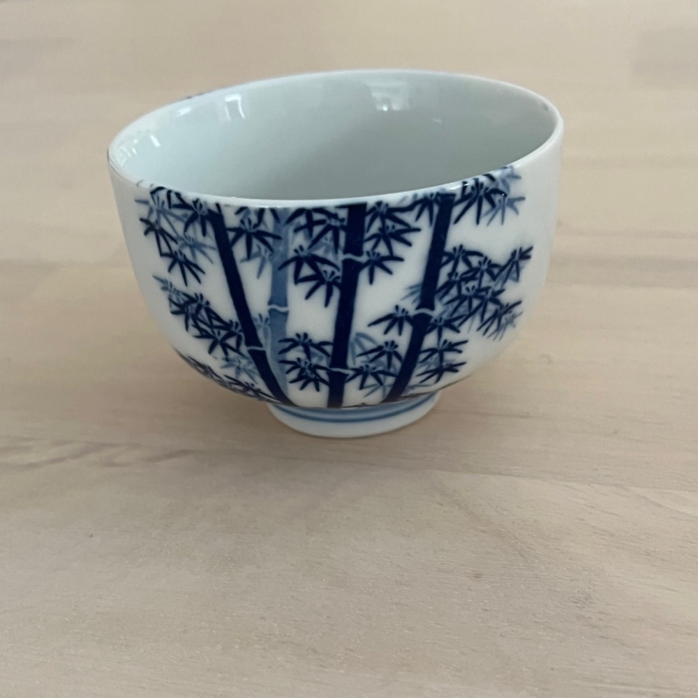 Blue & White Japanese Teacup Bamboo Pattern Made in Japan